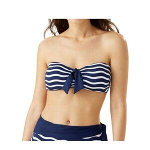 NWT Tommy Bahama Bandeau Bikini Swim Top Sea Swell-Tie Front Swimwear $95 XS